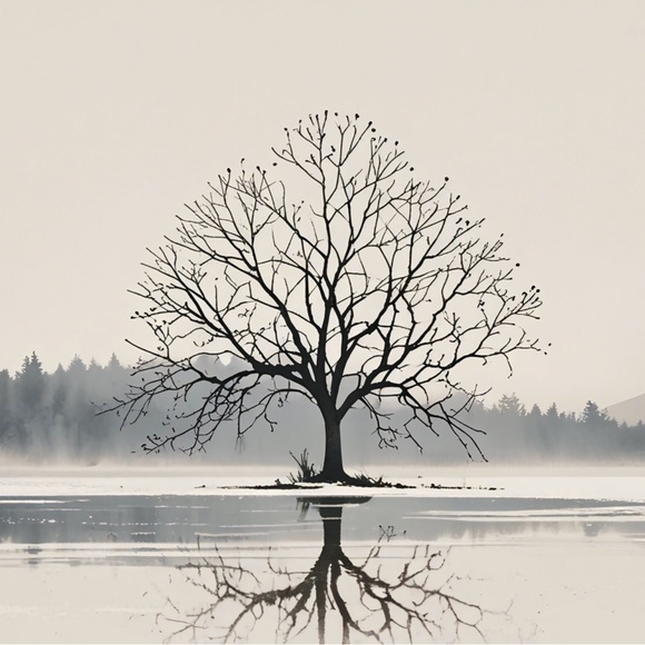 Season Ocean Other - Lone tree HD metal art print 8 by 12 inches